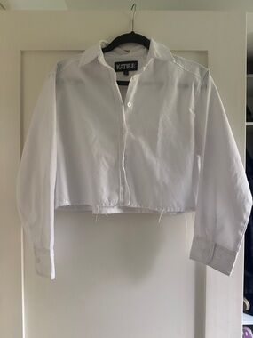 Katie J NYC White Button-Up Collared Top